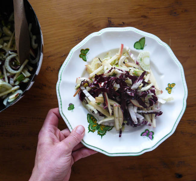 anchovy salad and hand