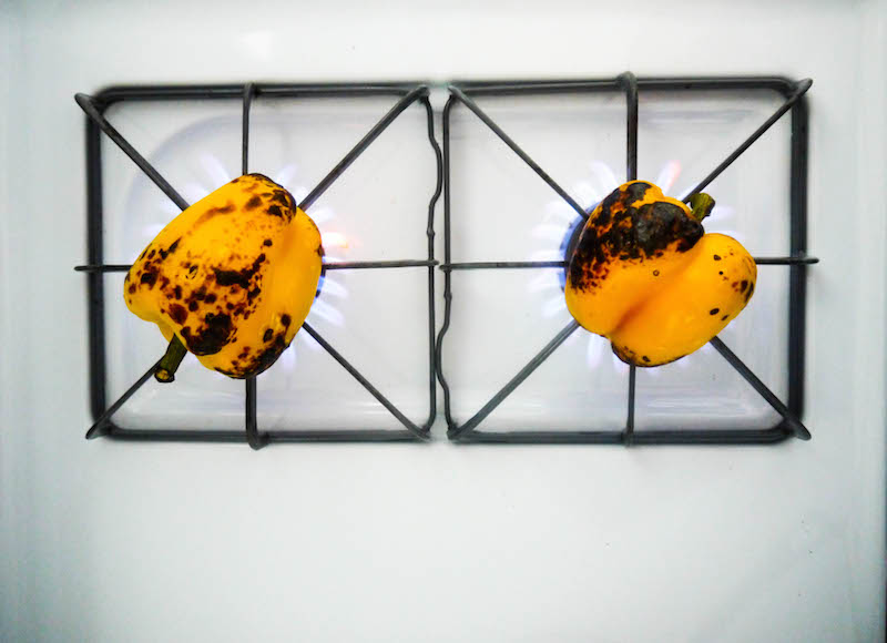 charred yellow peppers